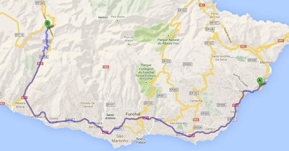 Funchal Airport Map to Encumeada